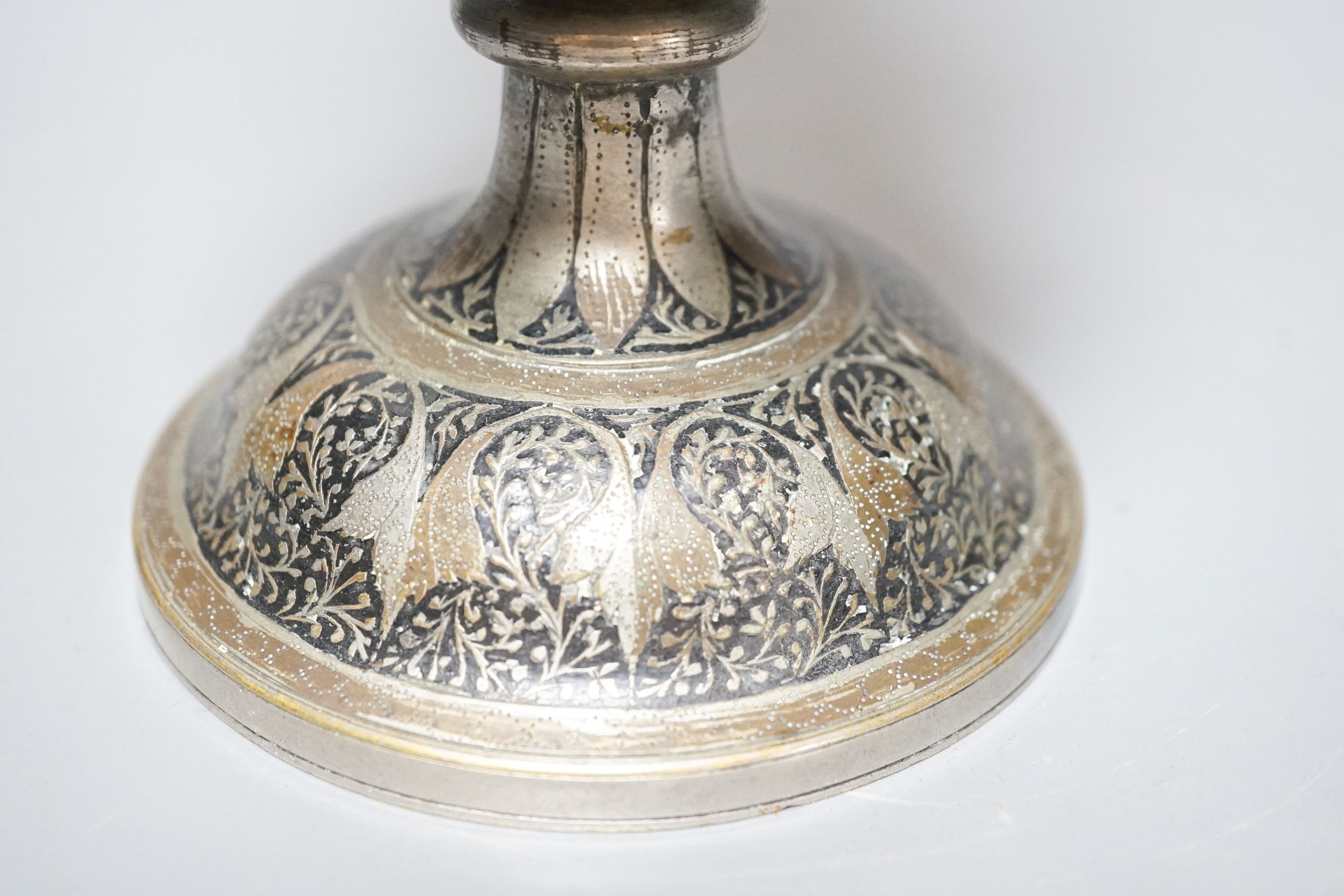 An Indian cast Benares ware vase 24cm